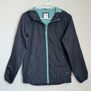Boys Cat & Jack Black Raincoat with Teal Trim Size Large 12/14